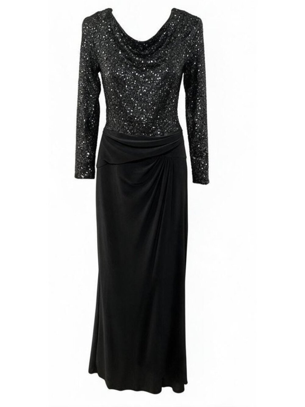 Ralph Lauren Oleanne Sequin Evening Gown Gray Size 6 Womenโs Formal Dress Mother